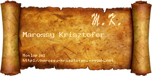Marossy Krisztofer névjegykártya